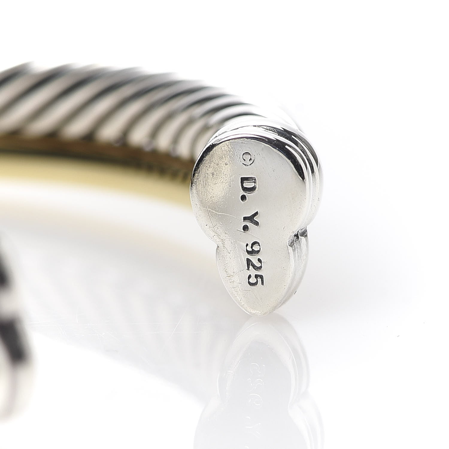 David Yurman Sterling Silver 18K Yellow Gold 5mm Crossover Cuff Bracelet 5 of 5