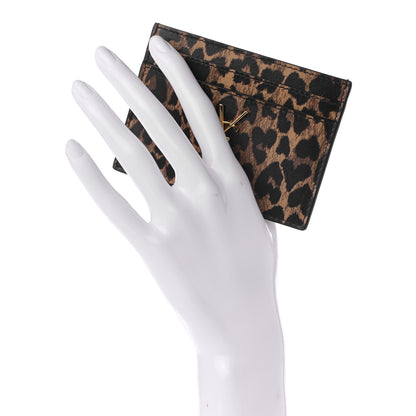 Saint Laurent Calfskin Leopard Print Monogram Credit Card Case Multicolor 2 of 8