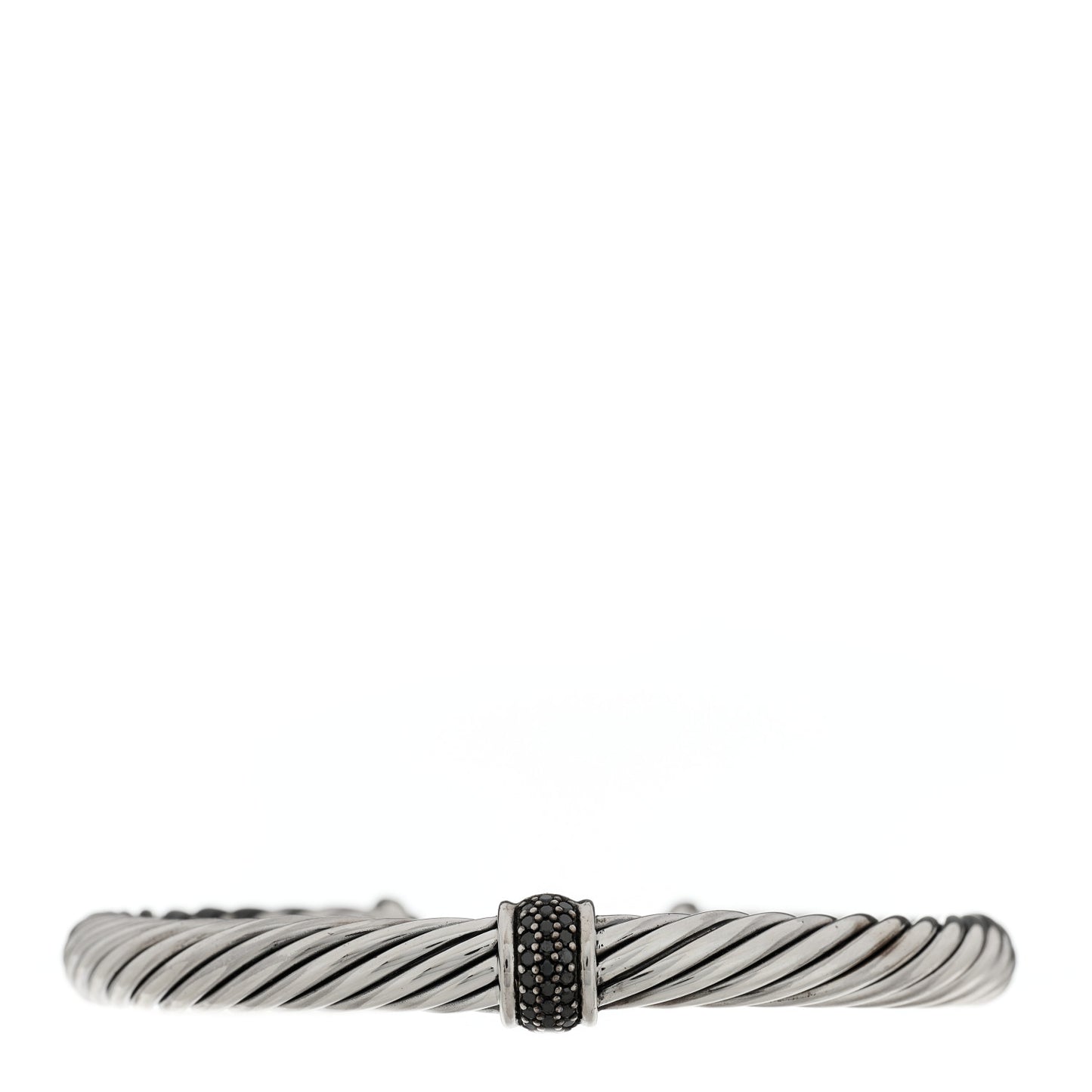 Sterling Silver Black Diamond 7mm Cable Classics Station Bracelet