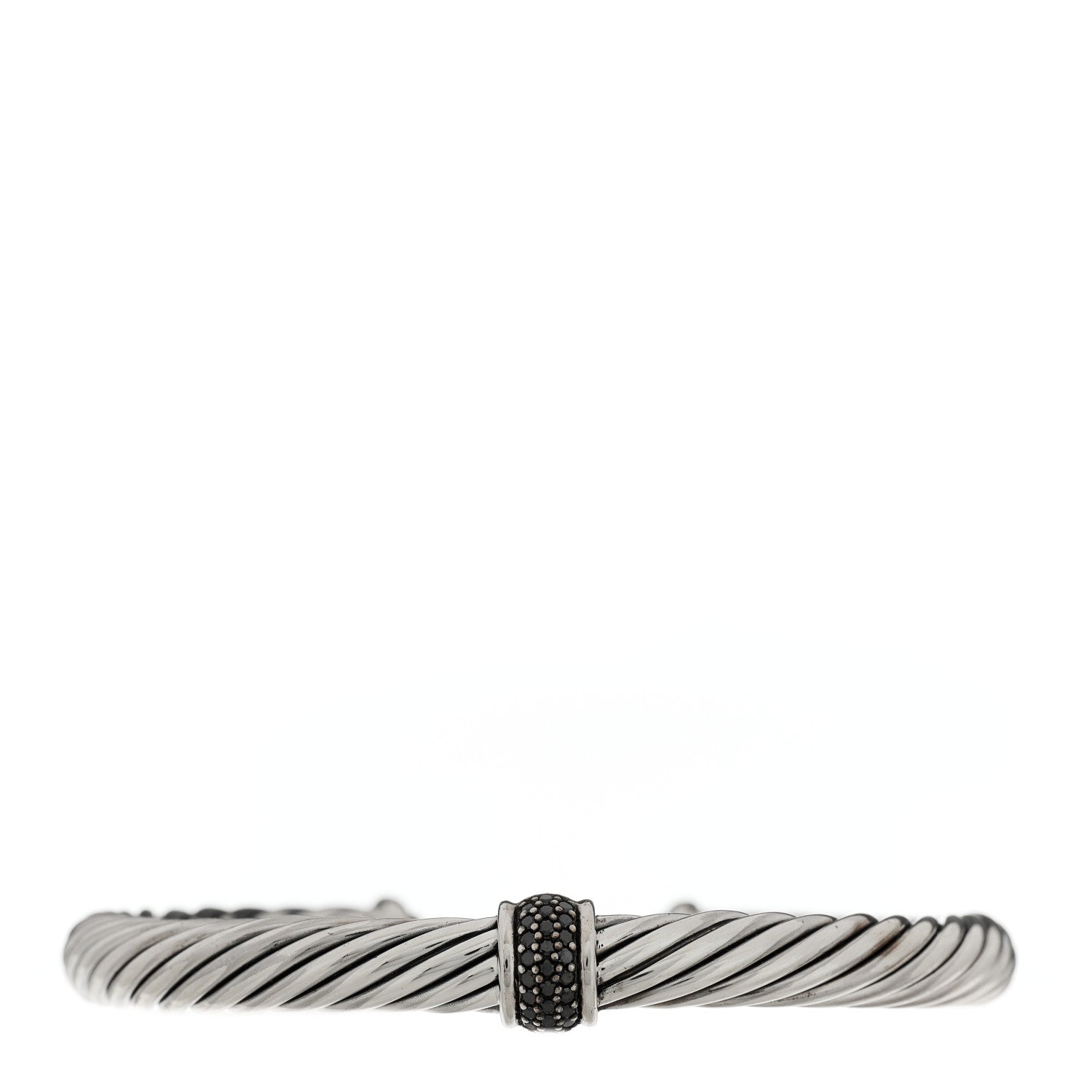 David Yurman Sterling Silver Black Diamond 7mm Cable Classics Station Bracelet 1 of 4