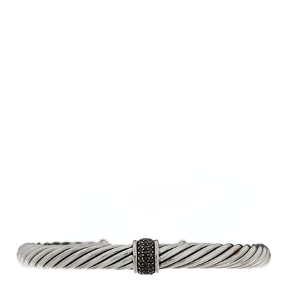 David Yurman Sterling Silver Black Diamond 7mm Cable Classics Station Bracelet 1 of 4