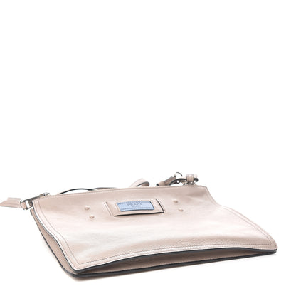 Prada Glace Calf Etiquette Double Zip Crossbody Bag Pomice Astrale 4 of 10