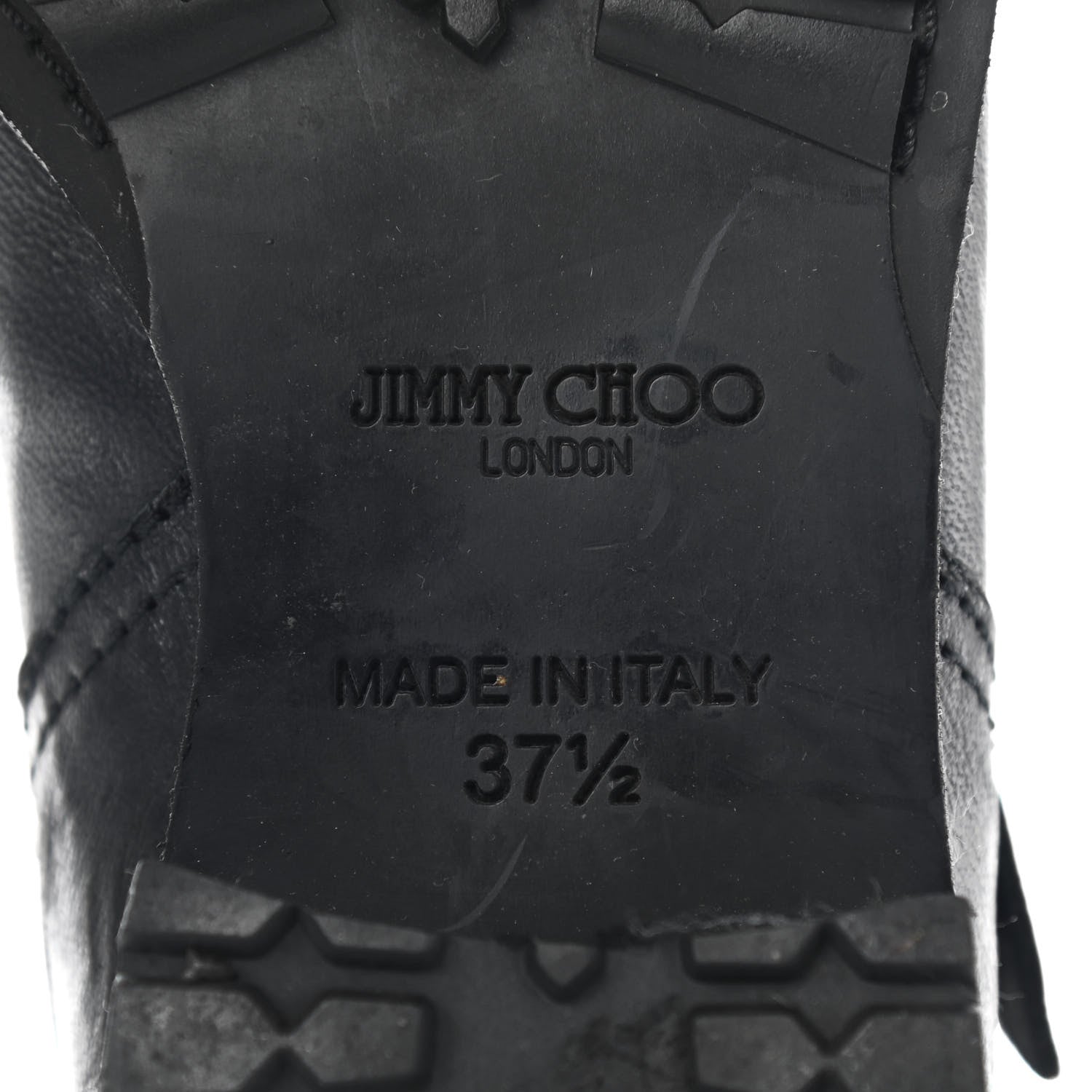 Jimmy Choo Lambskin Rabbit Fur Biker Boots 37.5 Black 6 of 11
