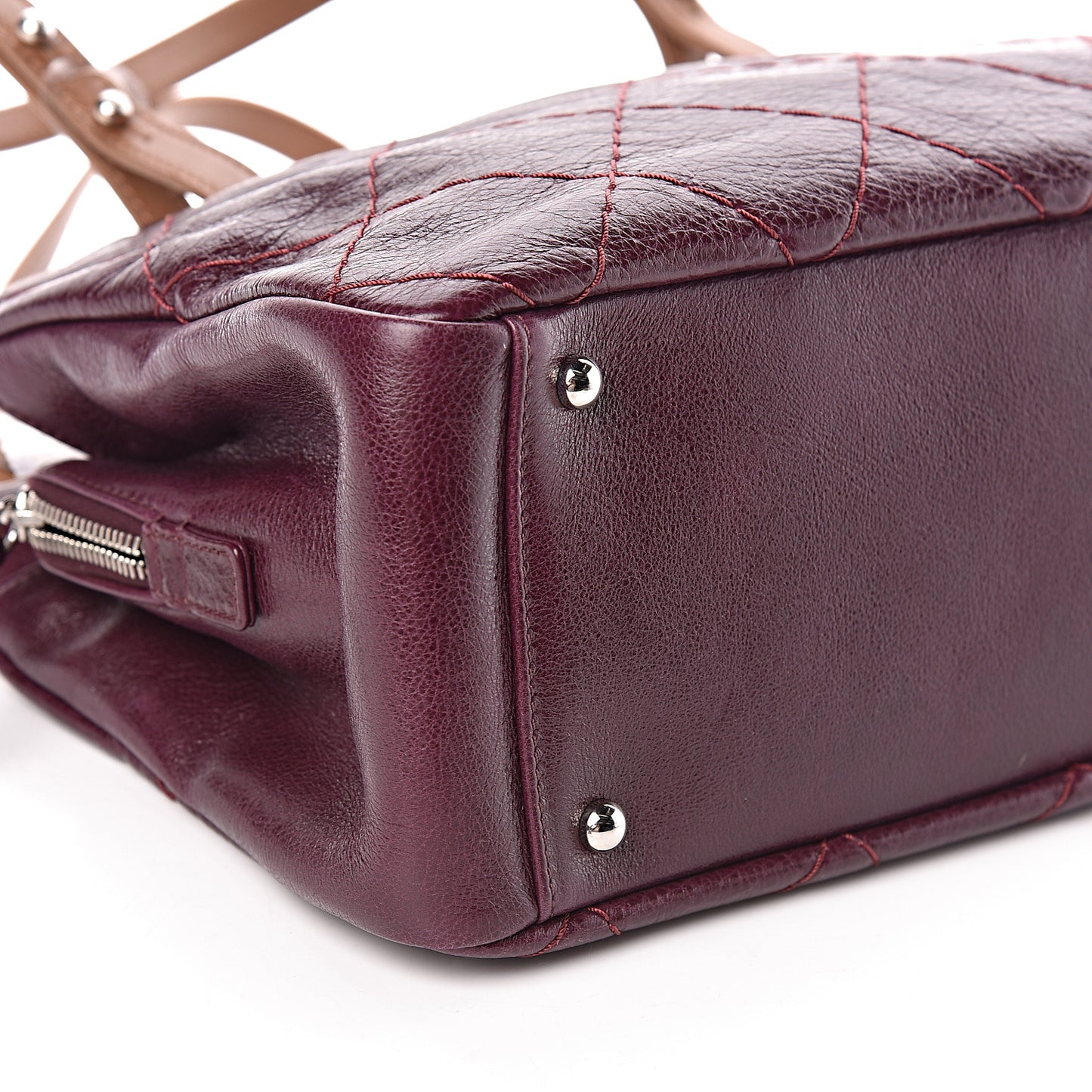 Glazed Calfskin On the Road Zip Tote Plum