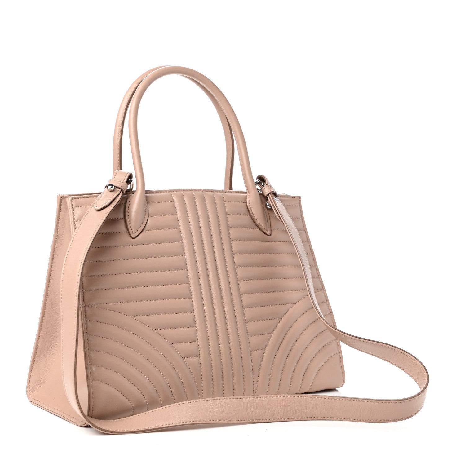 Prada Soft Calfskin Impunture Diagramme Tote Cipria 3 of 9