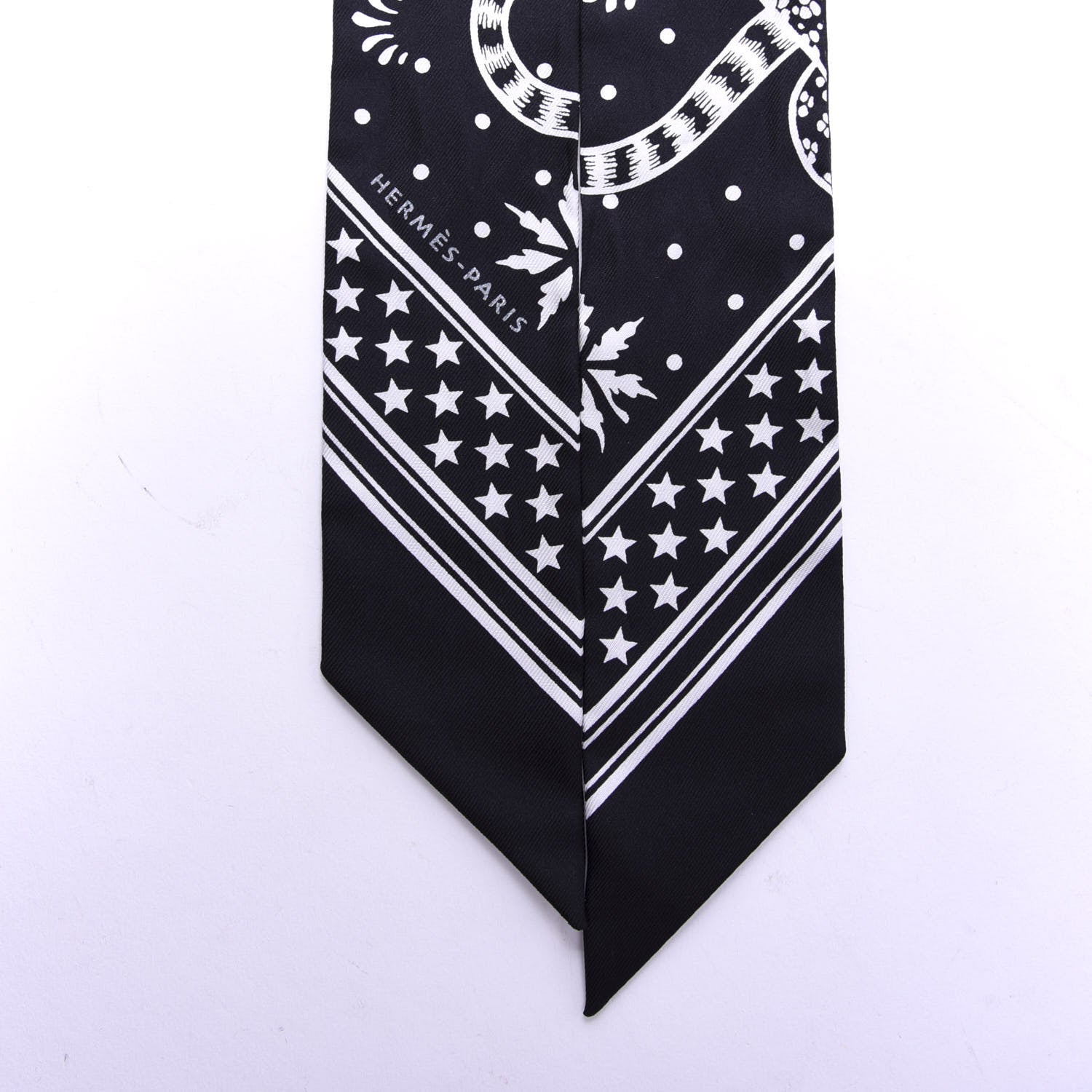 Hermes Silk Les Leopards Twilly Black White 4 of 4