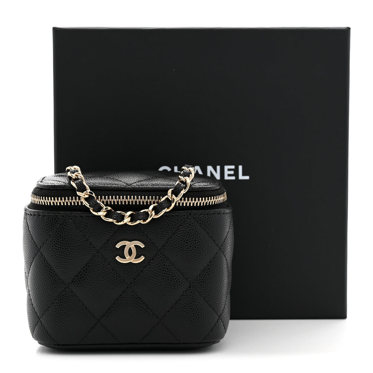 Chanel Caviar Quilted Mini Vanity Case With Chain Black 11 of 11