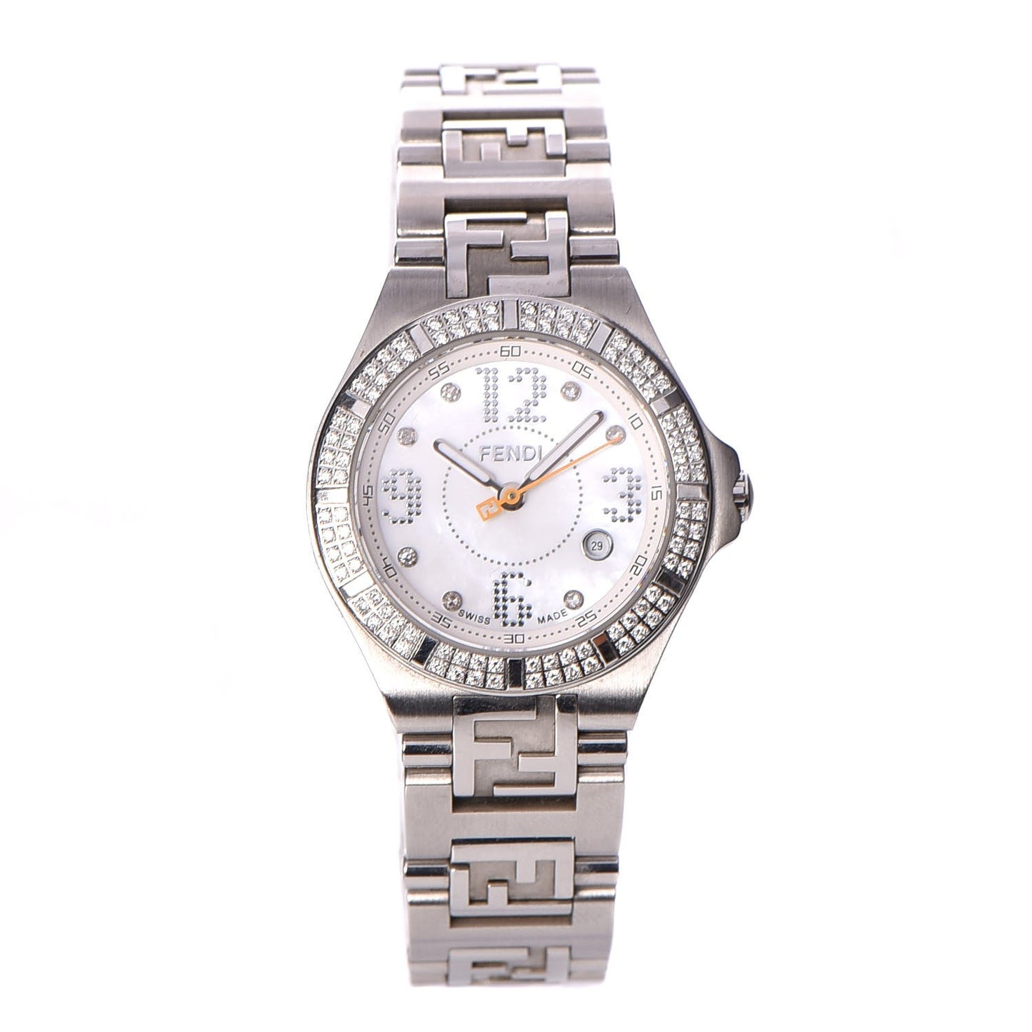 Stainless Steel Diamond Pave Bezel 28mm High Speed Quartz Watch