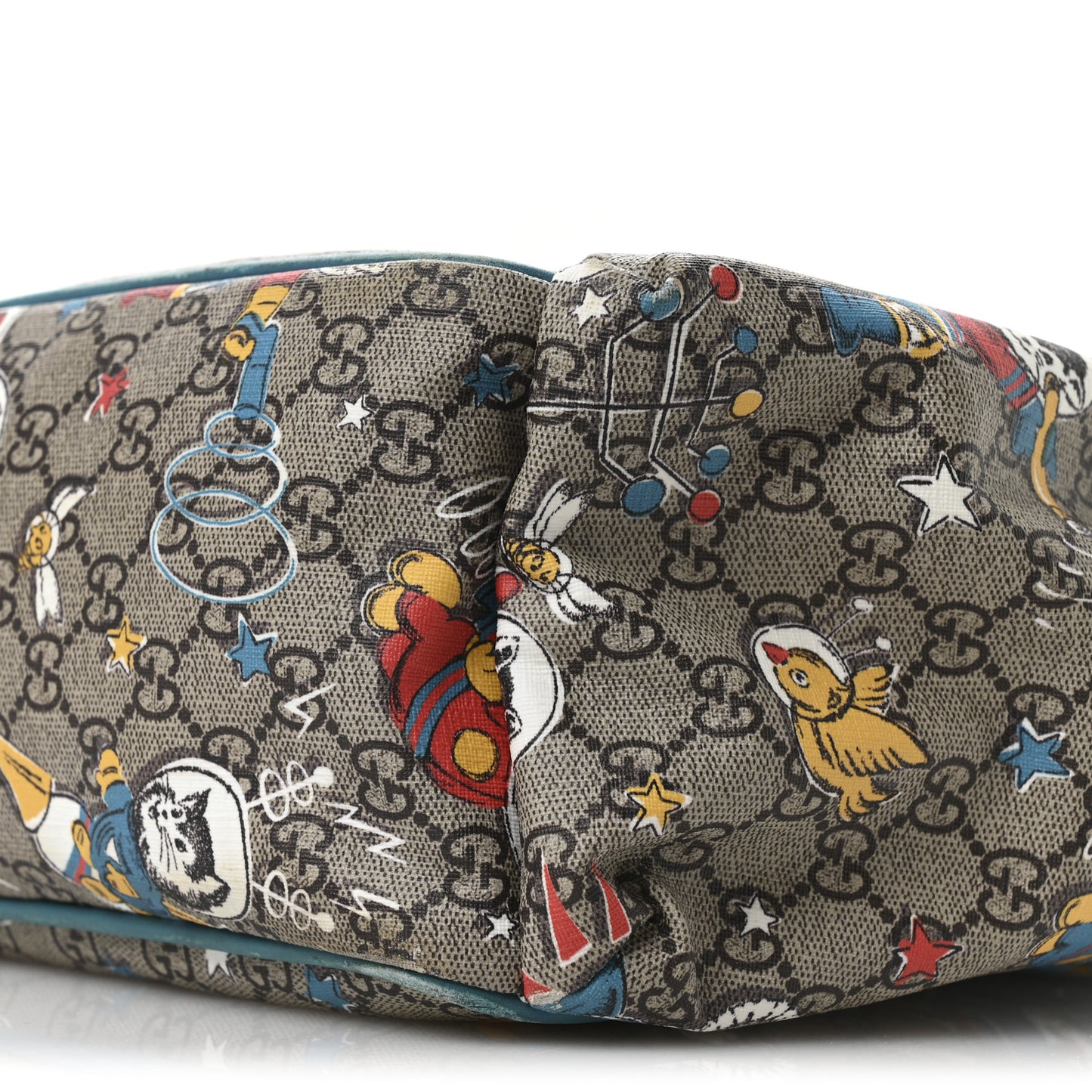 GG Supreme Monogram Space Cats Diaper Bag Turquoise