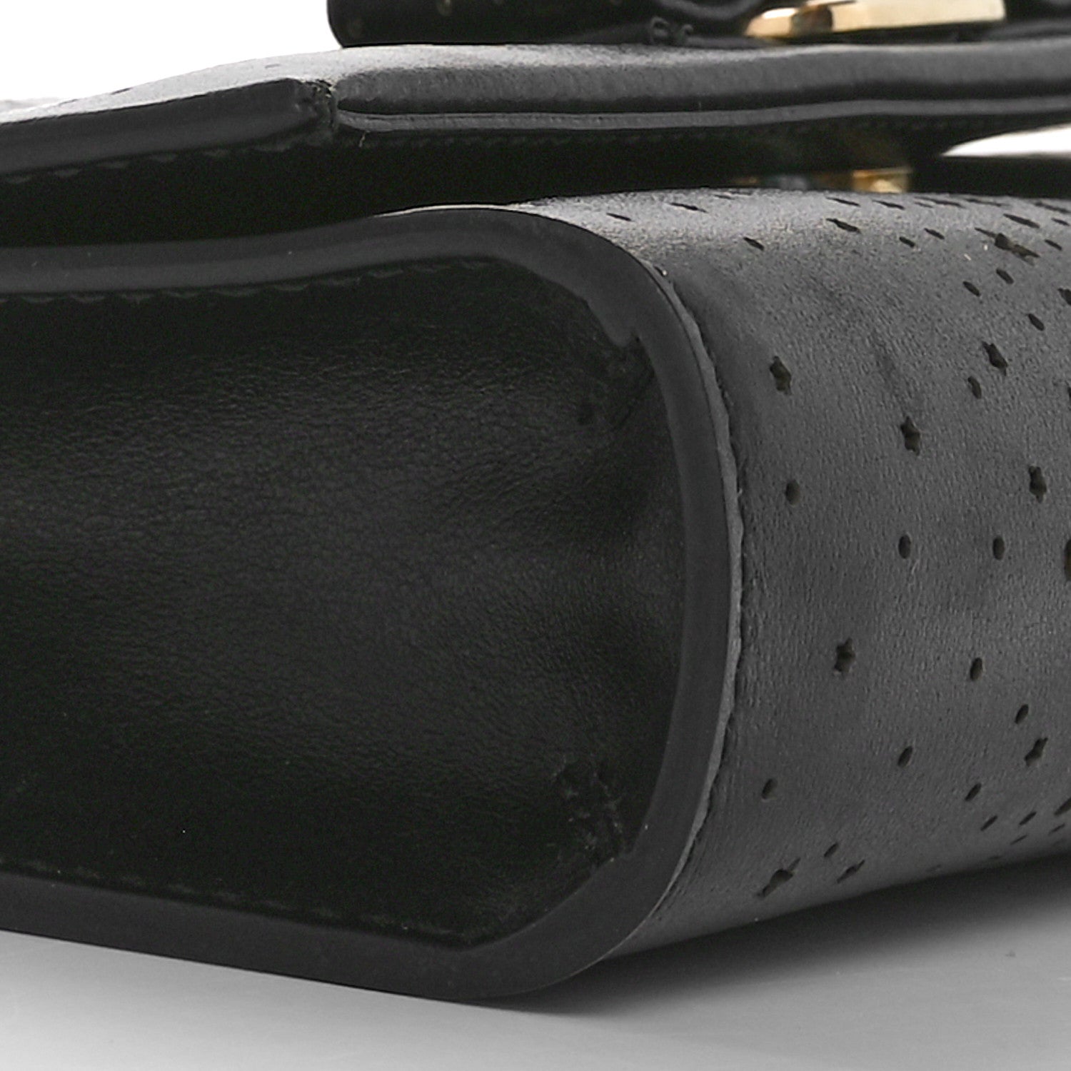 Salvatore Ferragamo Calfskin Laser Cut Mini Miss Vara Bow Chain Bag Black Gold 8 of 10