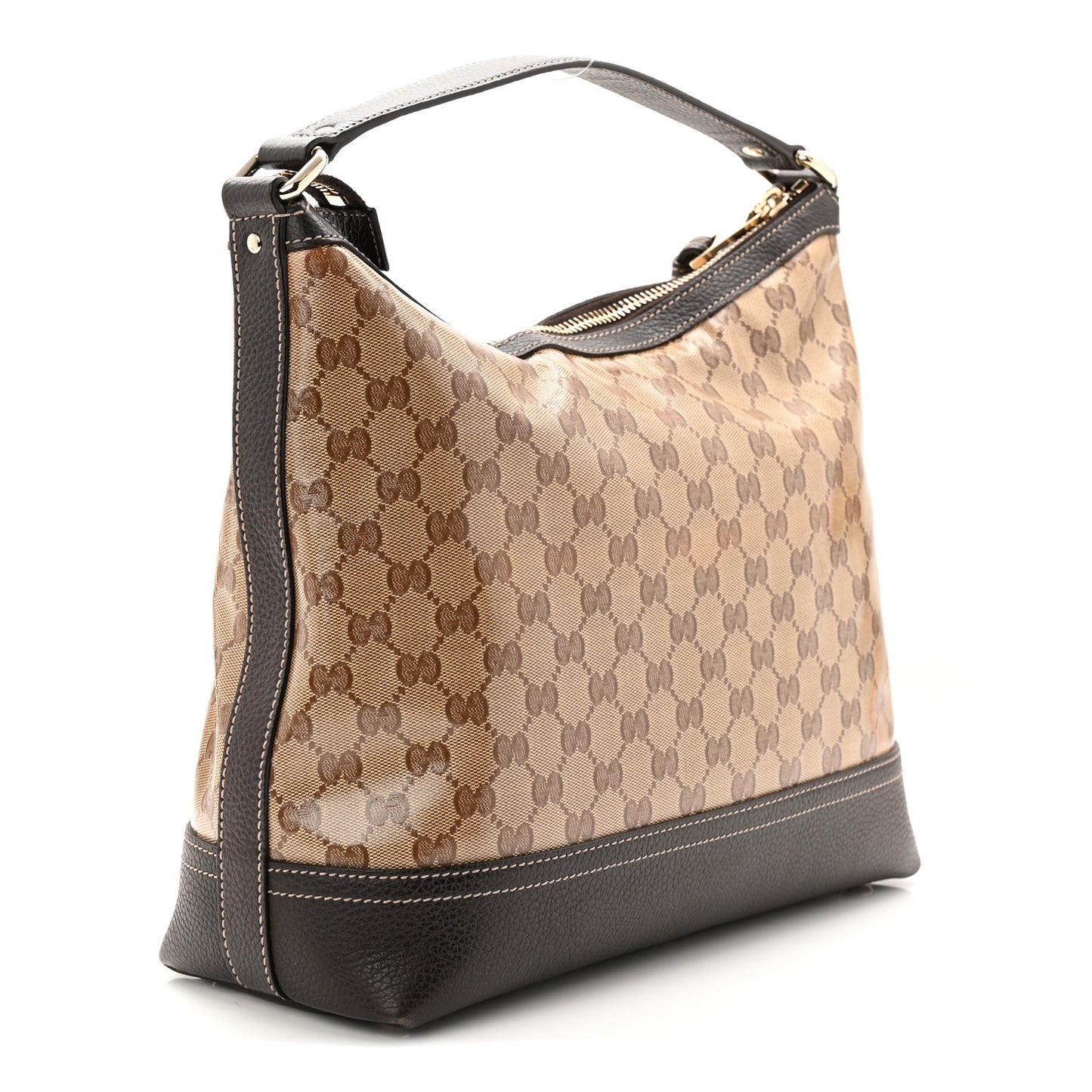 Crystal Monogram Hobo Shoulder Bag Dark Brown