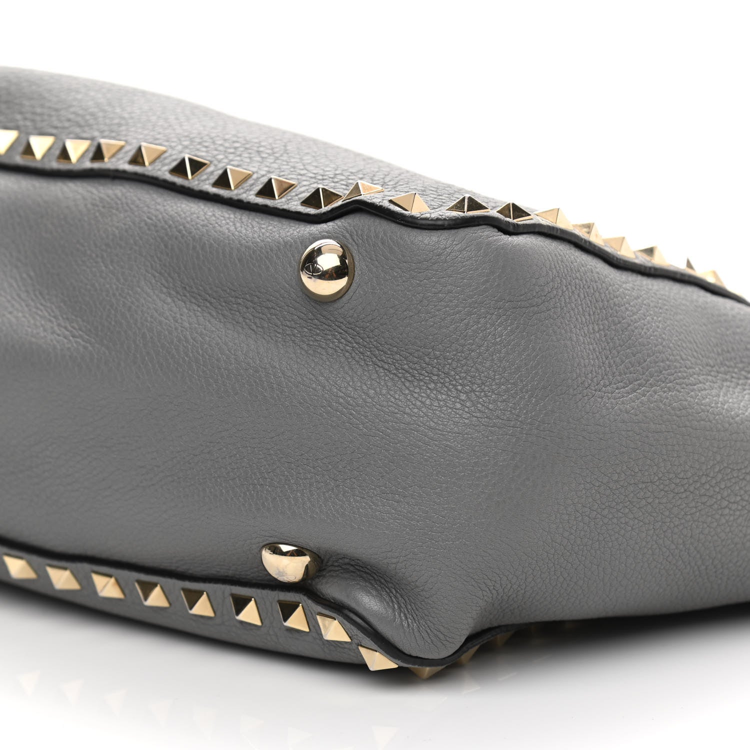 Valentino Garavani Grained Calfskin Small Rockstud Tote Grey 9 of 12