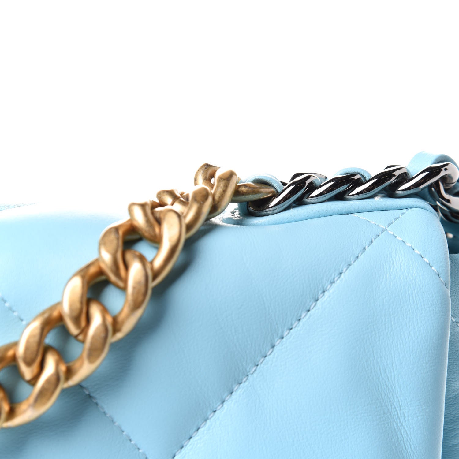 Chanel Shiny Lambskin Quilted Medium Chanel 19 Flap Light Blue 8 of 11
