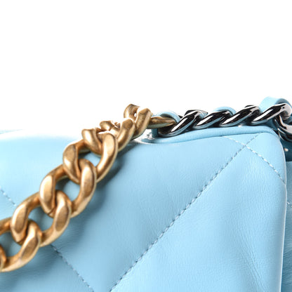 Chanel Shiny Lambskin Quilted Medium Chanel 19 Flap Light Blue 8 of 11