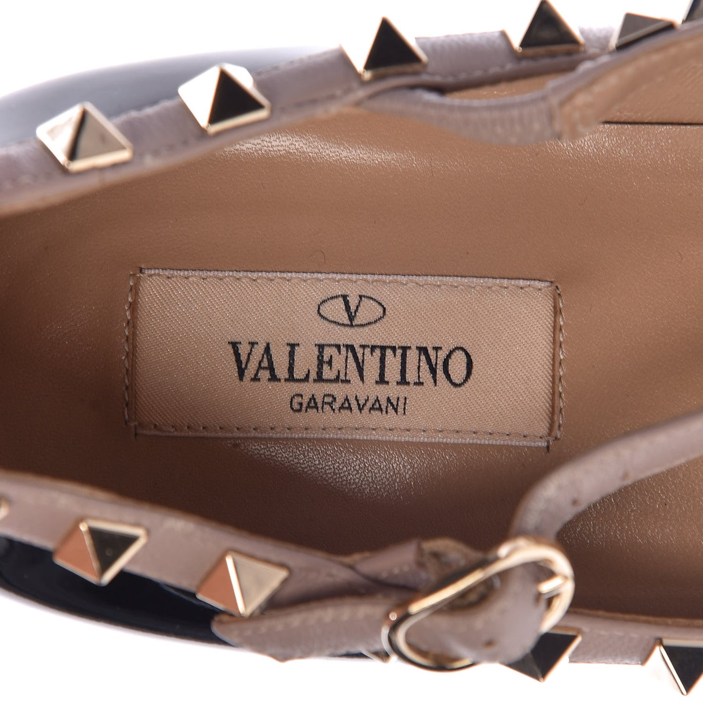 Patent Nappa Rockstud Cage Ballerina Flats 38 Black Poudre