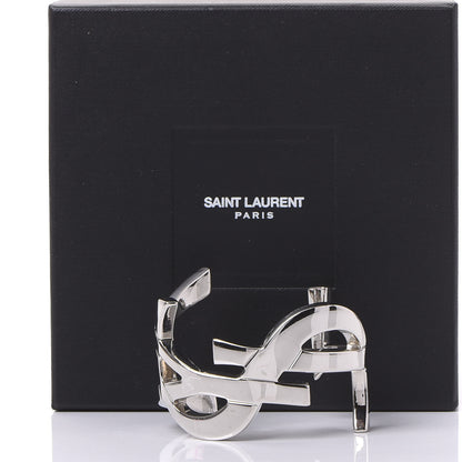 Saint Laurent Brass Monogram Cuff Bracelet Palladium 4 of 4