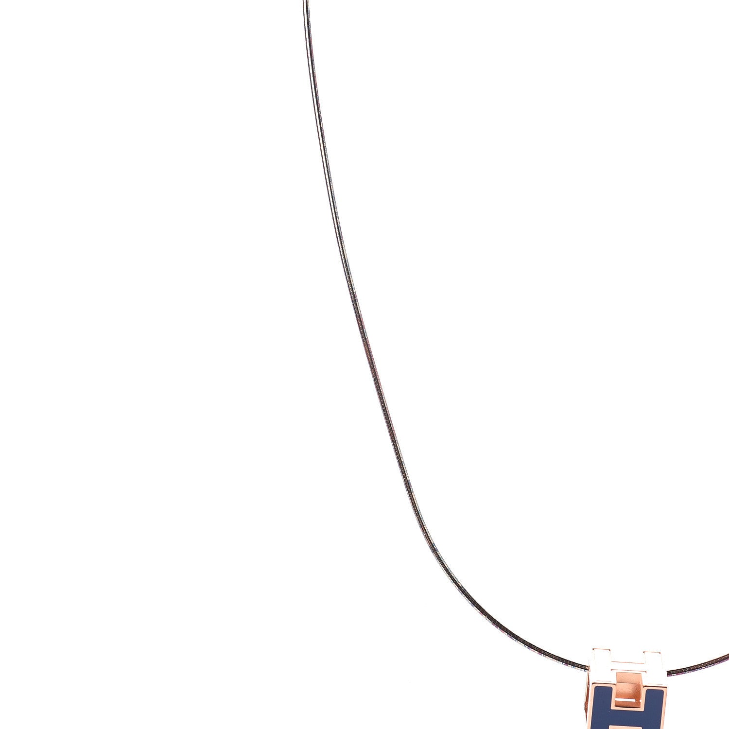 Hermes Rose Gold Lacquered Cage d'H Pendant Necklace Marine 4 of 11