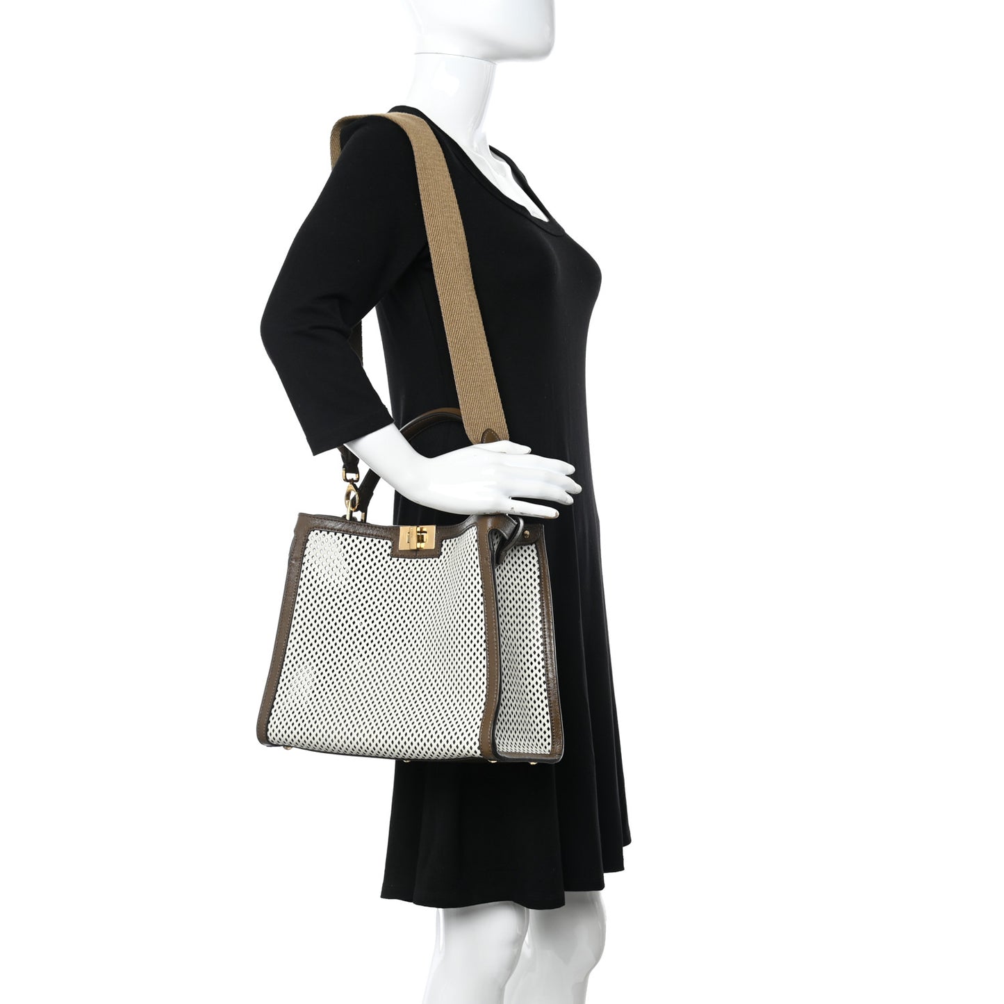 Vitello Liberty Glossy Lambskin Perforated Medium Peekaboo X-Lite White Ice Rust Maya
