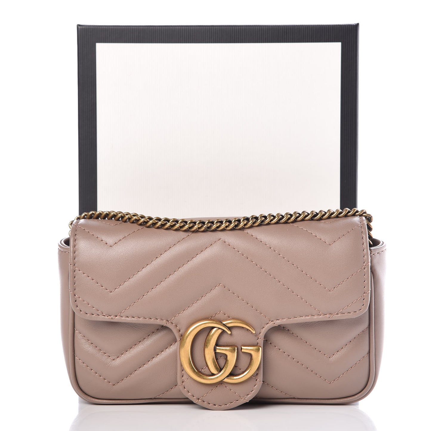 Calfskin Matelasse Super Mini GG Marmont Shoulder Bag Porcelain Rose