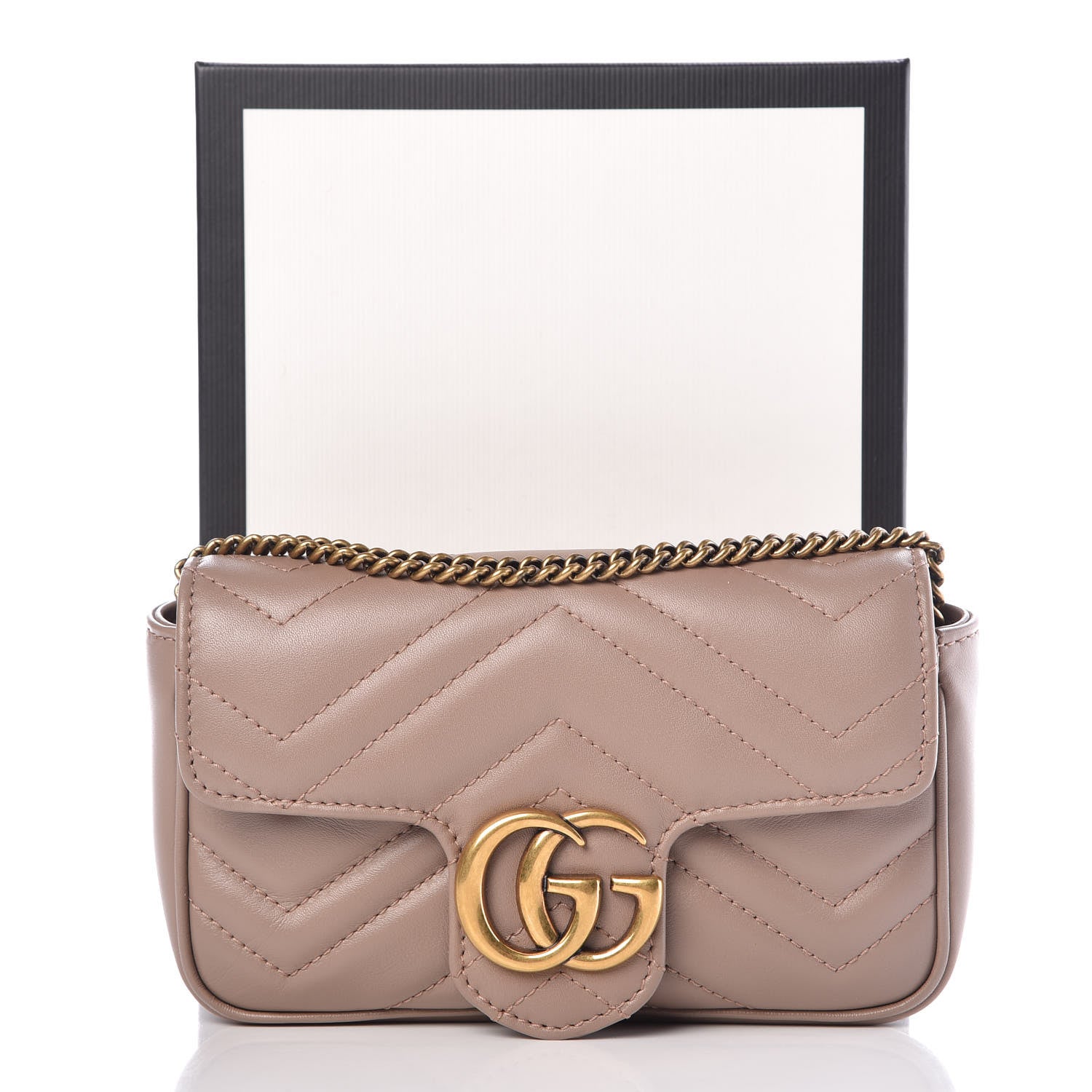 Gucci Calfskin Matelasse Super Mini GG Marmont Shoulder Bag Porcelain Rose 8 of 8