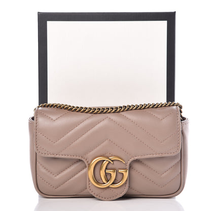 Gucci Calfskin Matelasse Super Mini GG Marmont Shoulder Bag Porcelain Rose 8 of 8