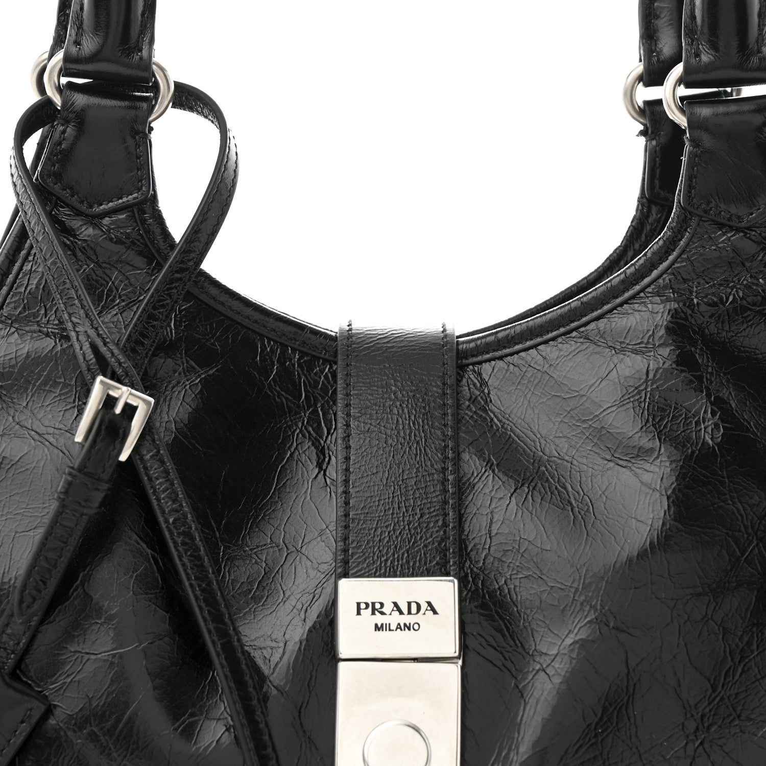 Prada Glossy Calfskin Medium Tote Bag Black 1745749 – FASHIONPHILE