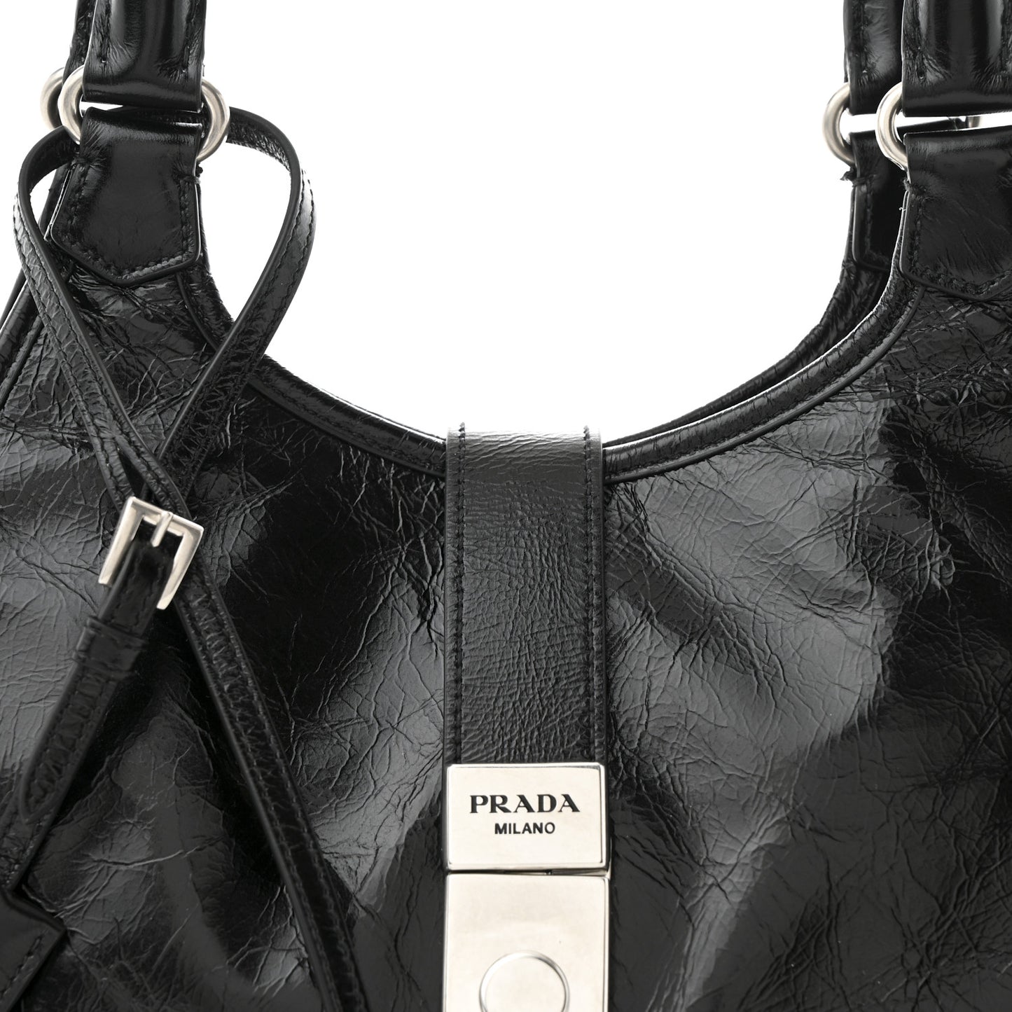 Glossy Calfskin Medium Tote Bag Black