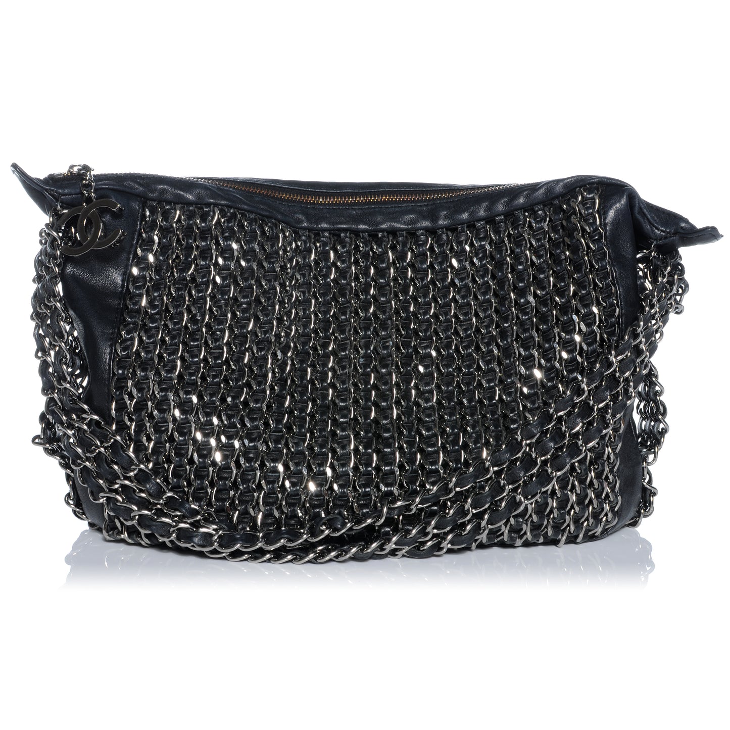 Lambskin Triple Chain Hobo Black