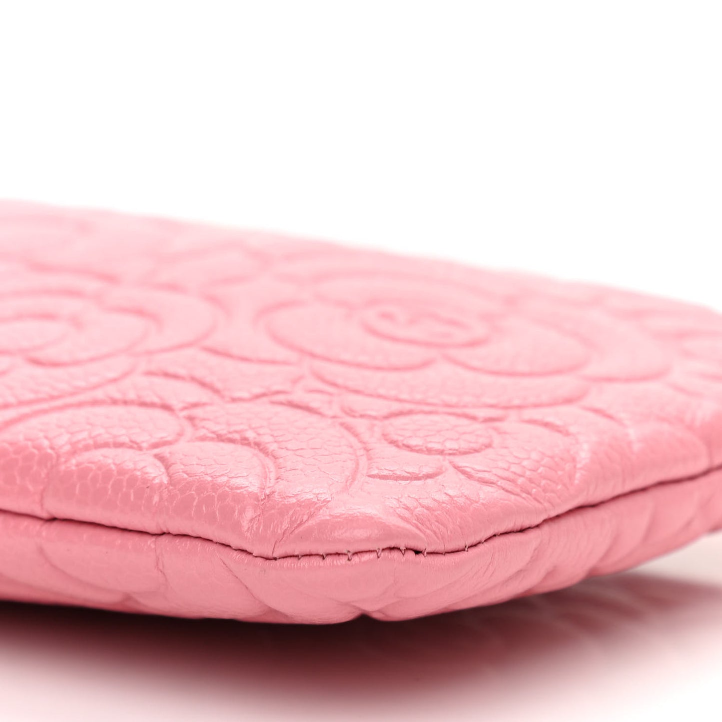 Caviar Camellia Embossed Cosmetic Pouch Pink