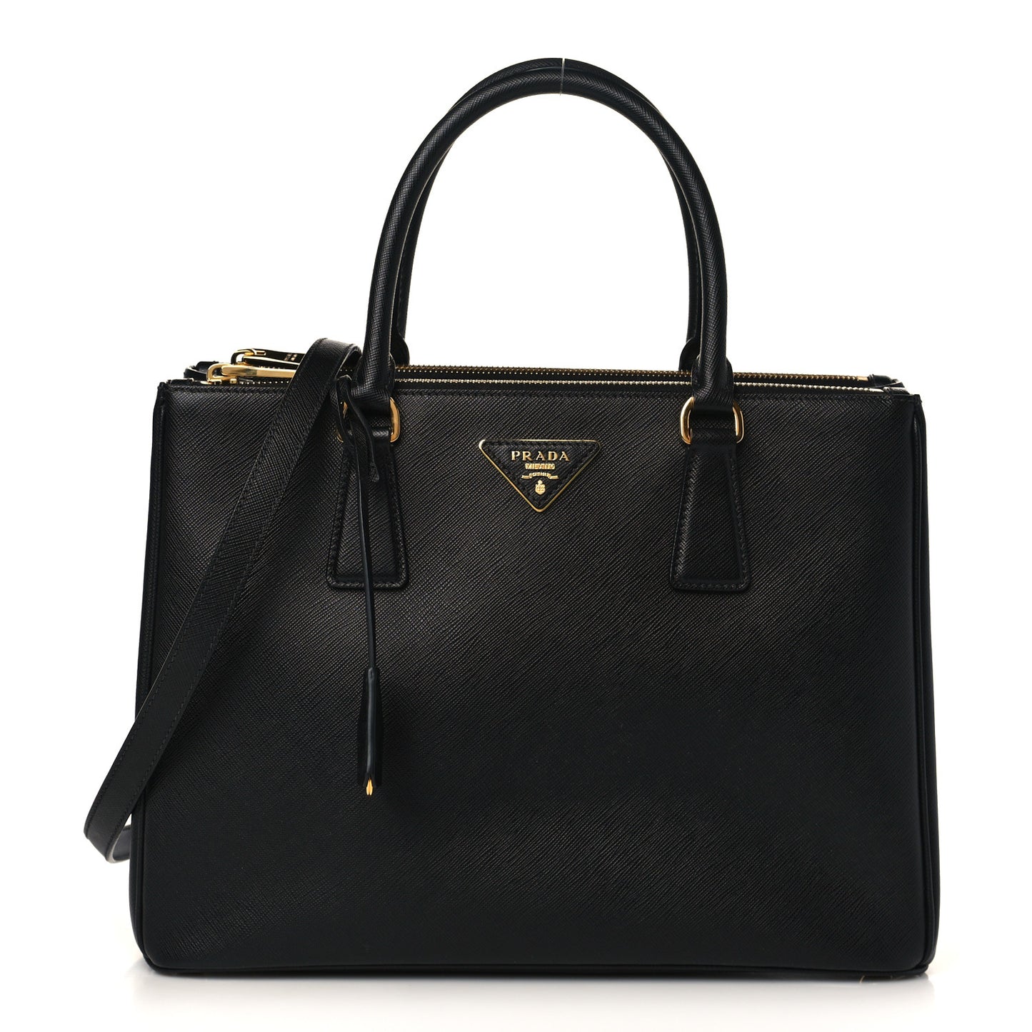 Saffiano Lux Large Galleria Double Zip Tote Black