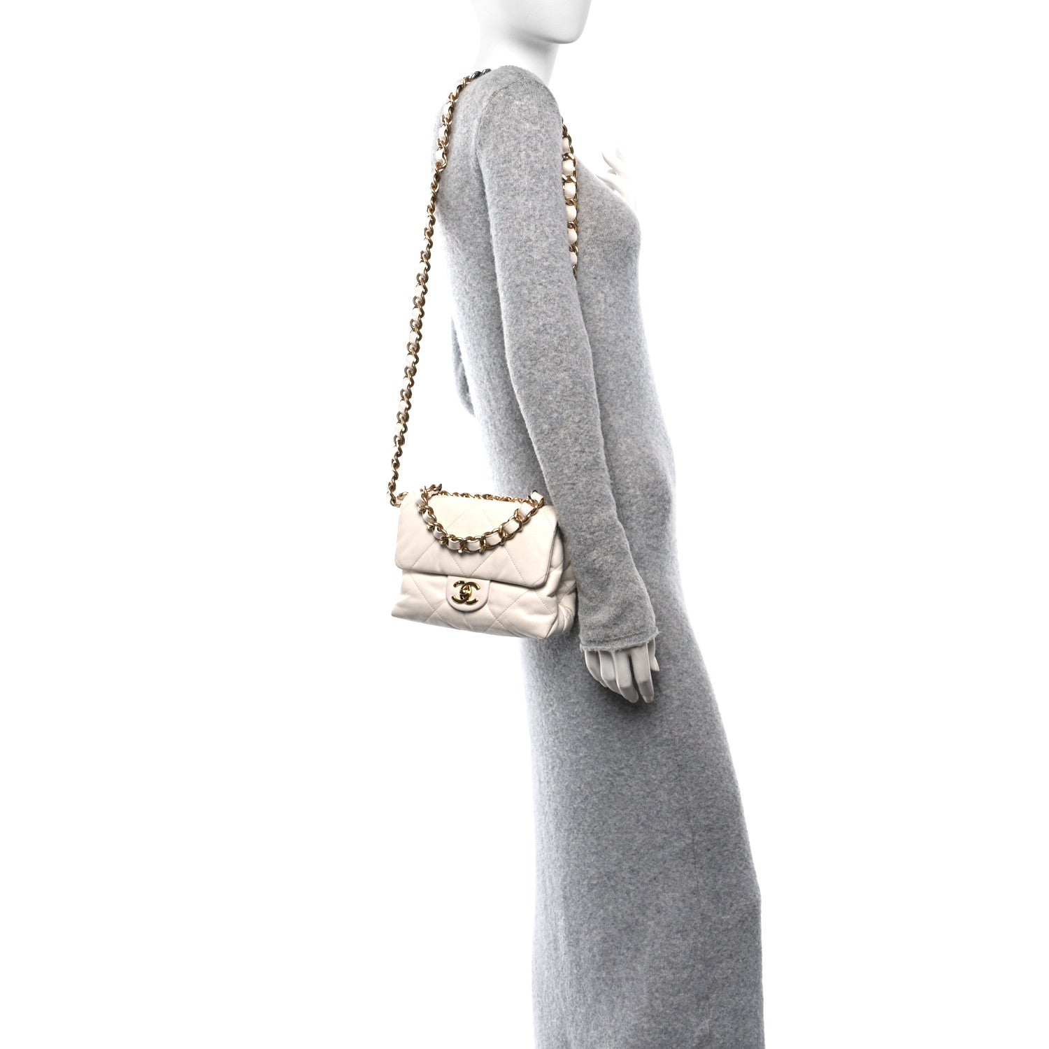Chanel Lambskin Quilted Small Chain Top Handle Flap White 2 of 10
