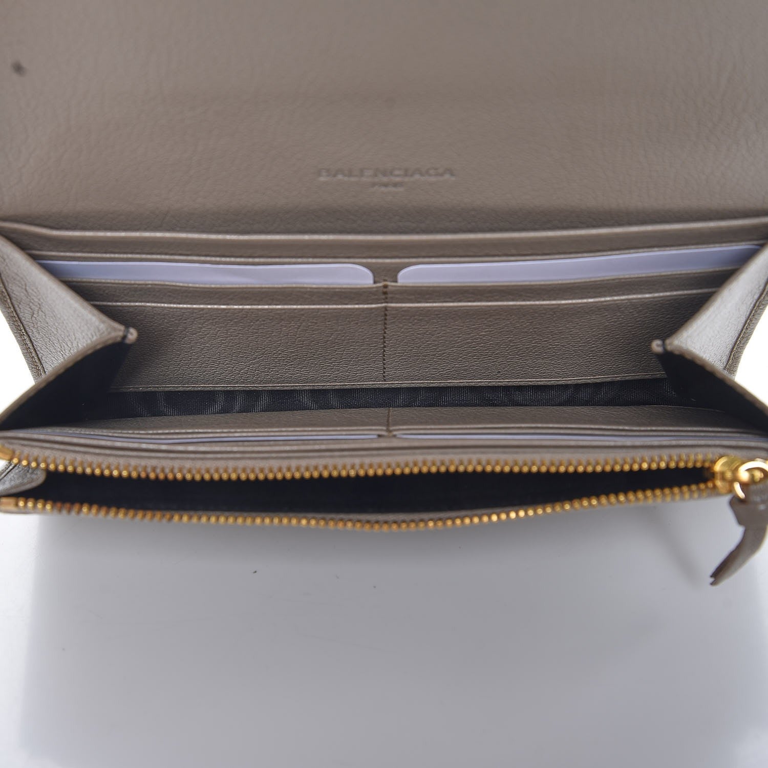 Balenciaga Chevre Gold Metallic Edge Hardware Money Wallet Gris Taupe 5 of 7