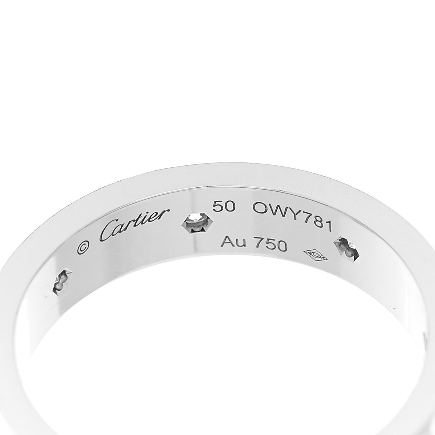 Cartier 18K White Gold 8 Diamond 4mm LOVE Wedding Band Ring 50 5.25 4 of 5