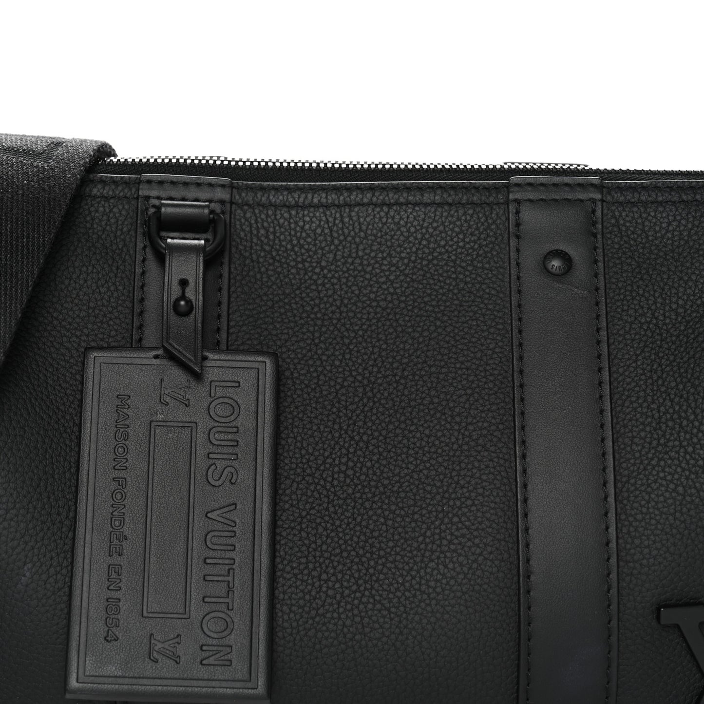 Grained Calfskin Aerogram City Keepall Black