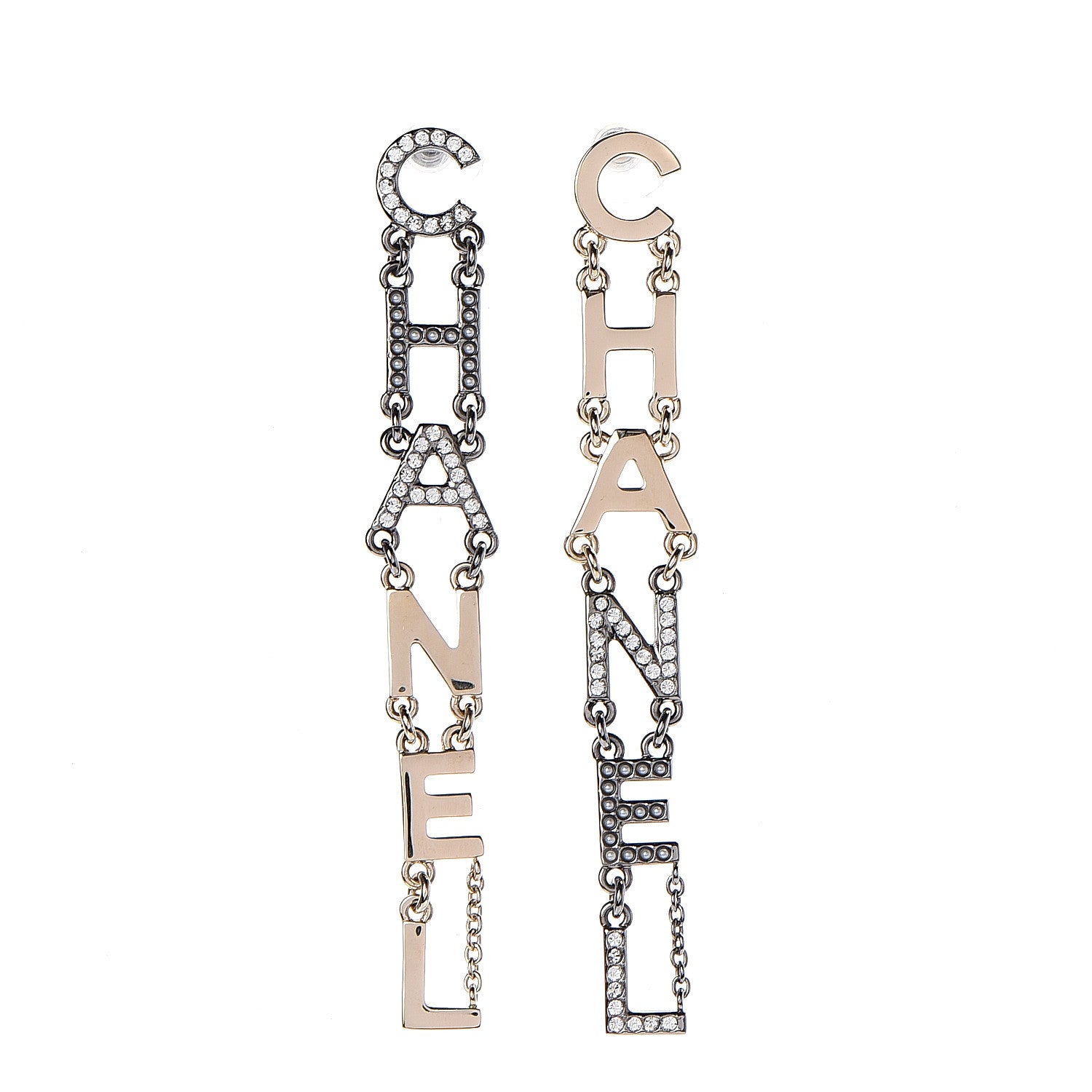 Chanel Crystal Pearl Bright Young Things Earrings Gold Ruthenium 1 of 4