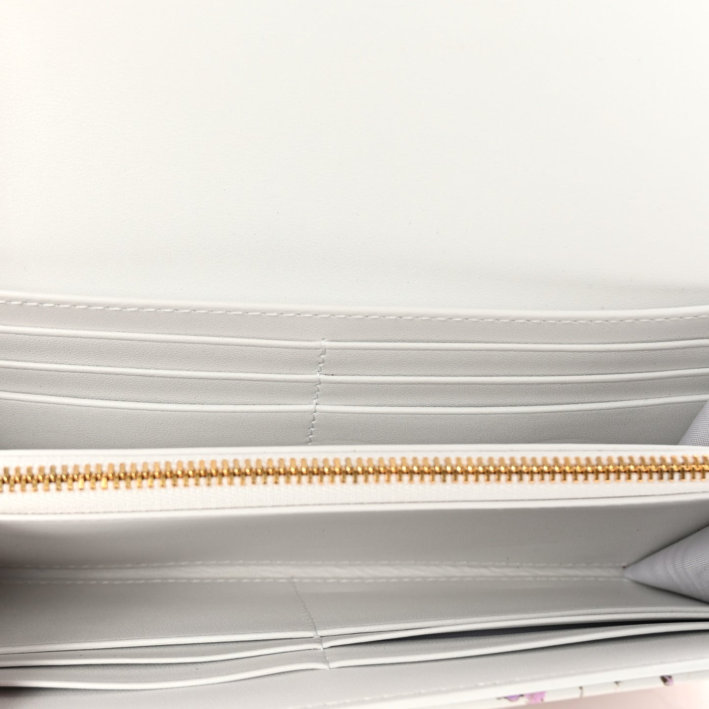 Calfskin Caro Freesia Long Wallet White Multicolor