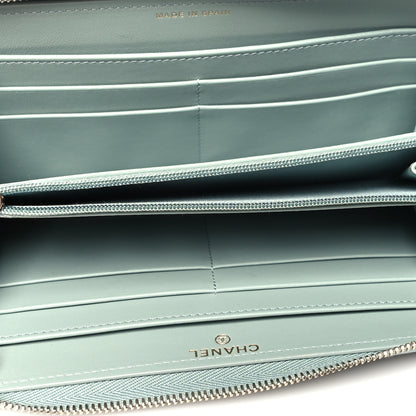 Chanel Caviar Quilted Large Gusset Zip Around Wallet Light Blue 5 of 10