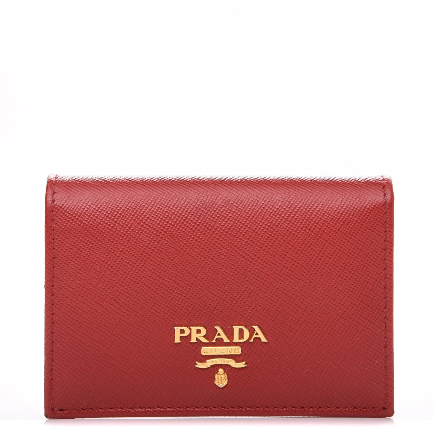 Saffiano Metal Bi-Fold Card Holder Wallet Fuoco