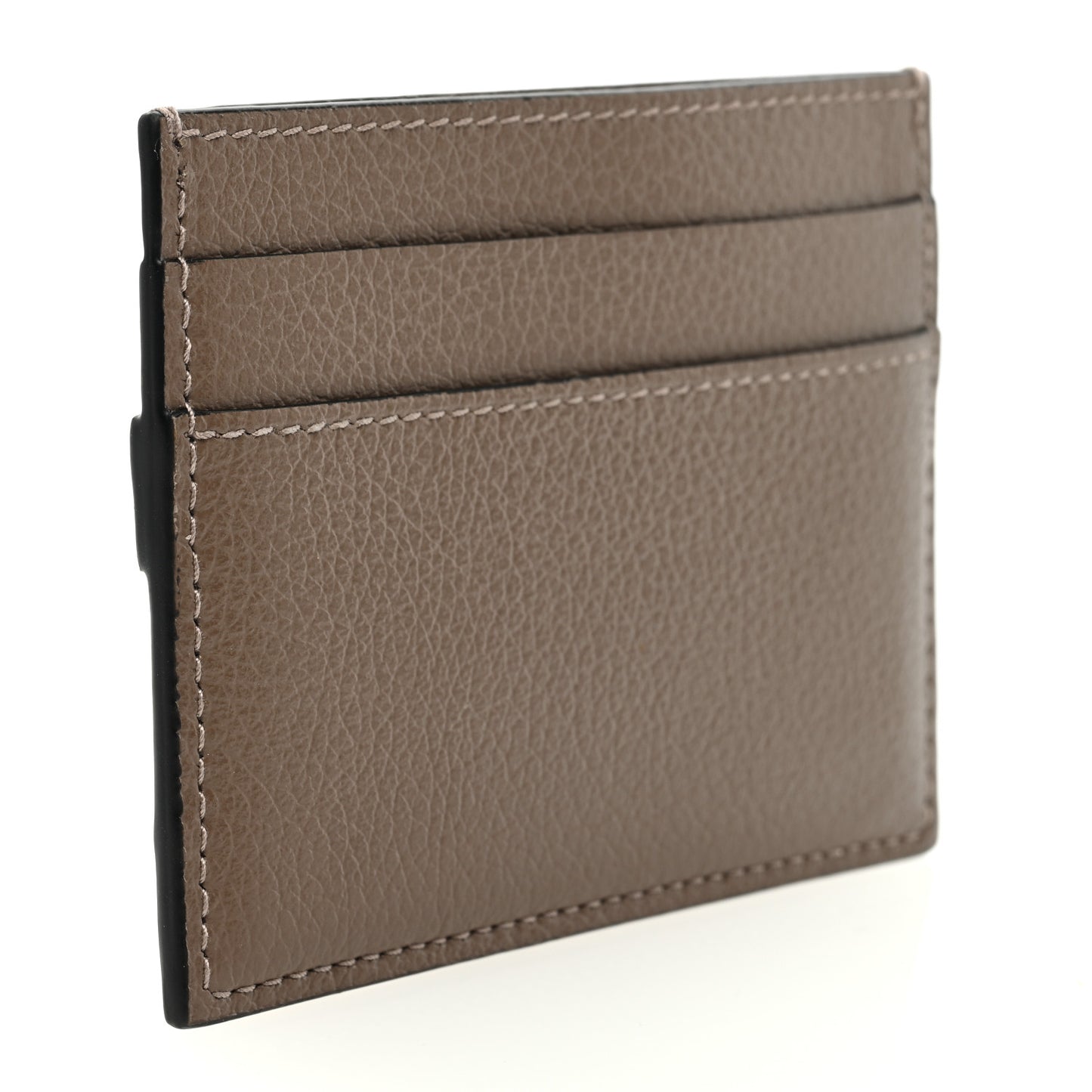 Grained Calfskin Neo Classic Silver Hardware Card Holder Mink Grey