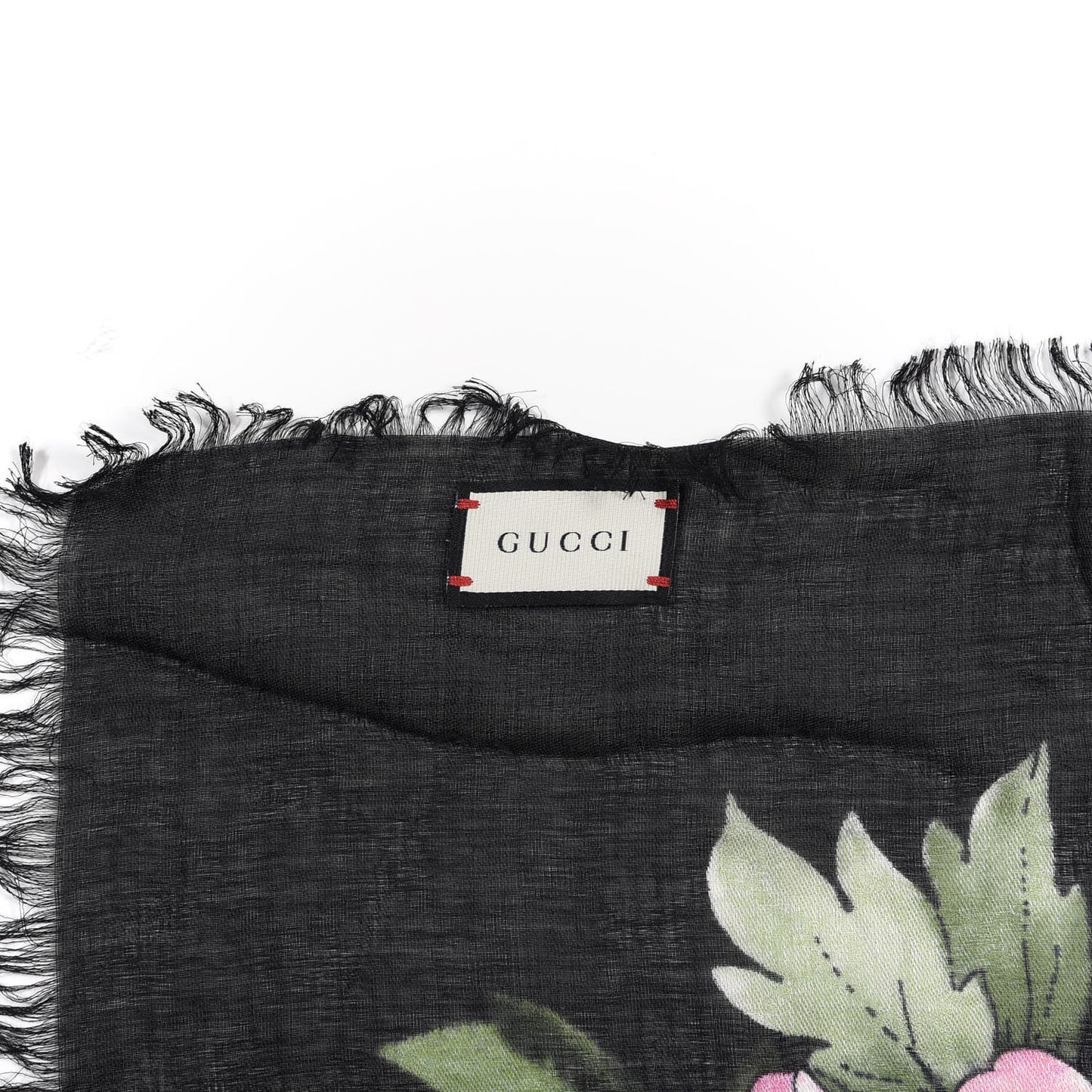 Silk Cashmere Hydrangea Square Scarf Black