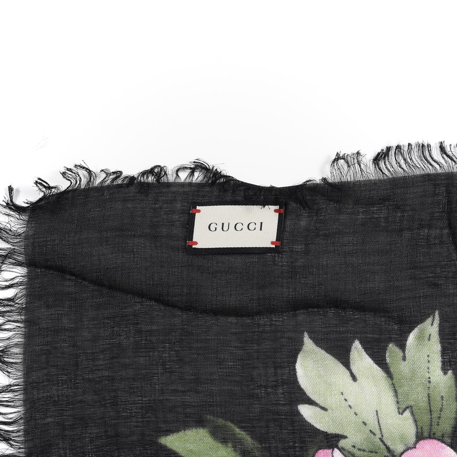 Gucci Silk Cashmere Hydrangea Square Scarf Black 5 of 5