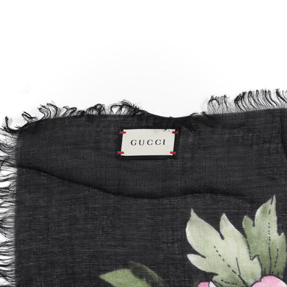 Gucci Silk Cashmere Hydrangea Square Scarf Black 5 of 5