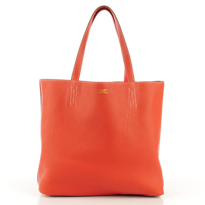 Hermes Taurillon Clemence Double Sens 45 Reversible Tote Peony Sanguine 5 of 10