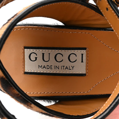 Gucci Calf Hair Leopard Print Horsebit 25/60mm Platform Sandals 37.5 Hazelnut Black 8 of 10