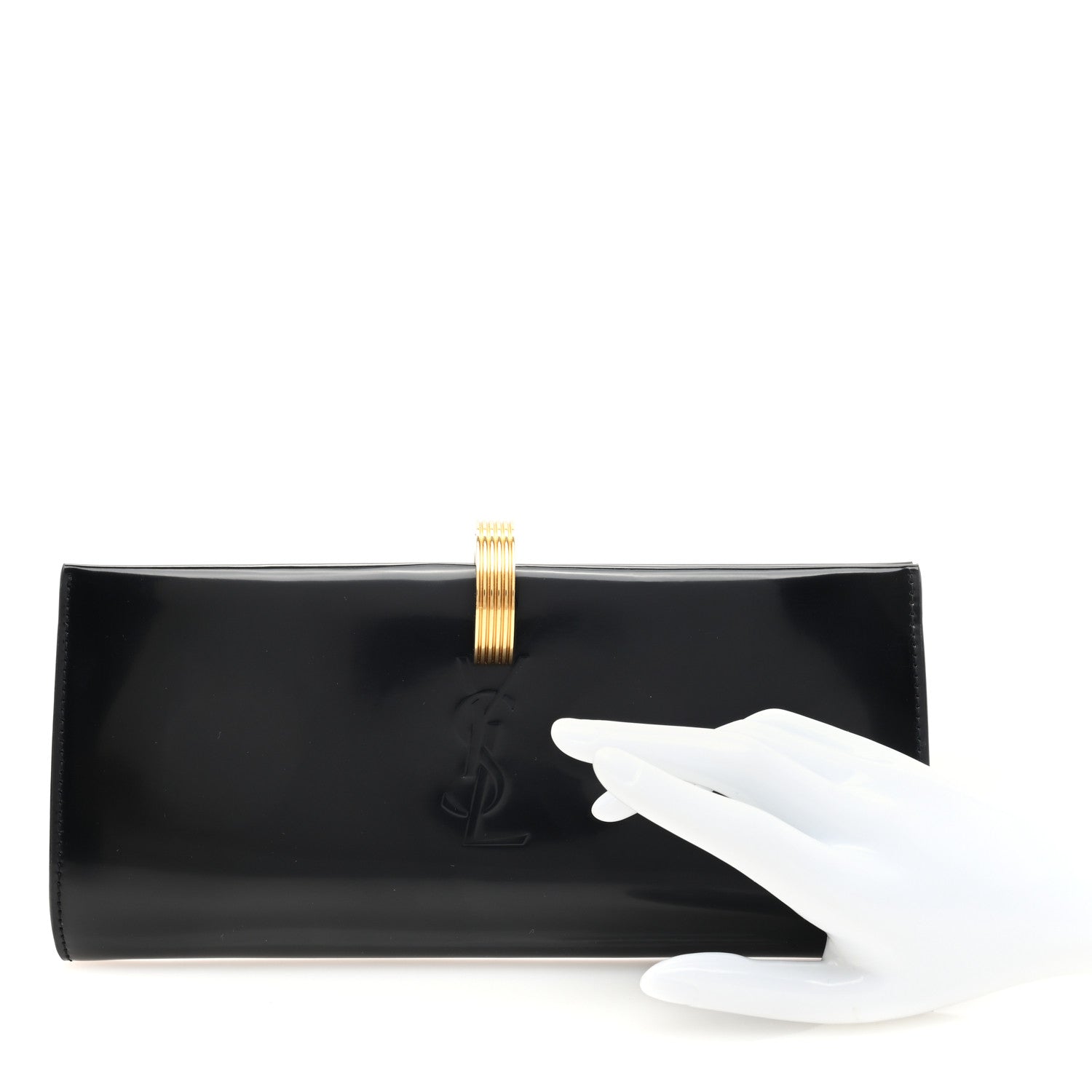 Saint Laurent Patent Daria Clutch Black 2 of 9