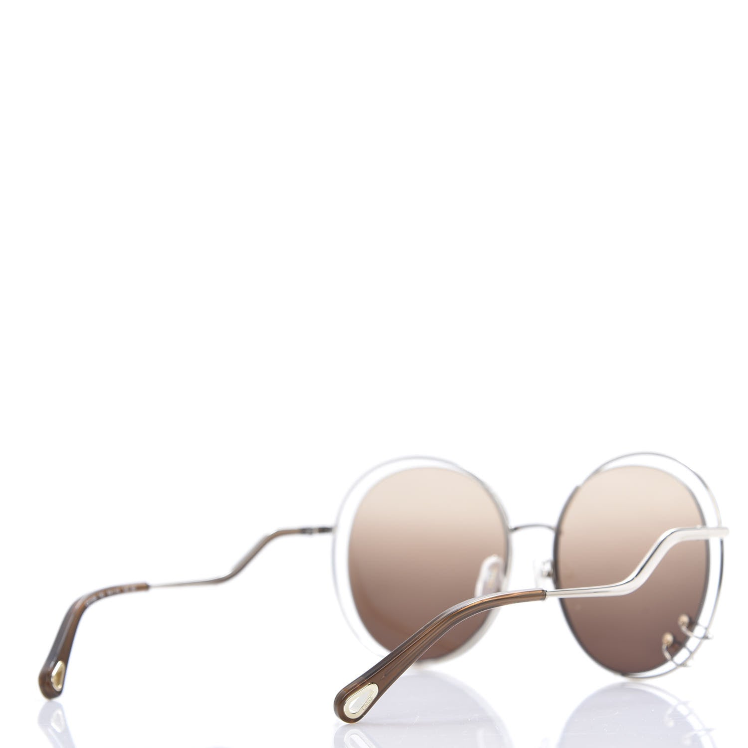 Chloe Oversize Round Sunglasses CE153S Silver Brown 4 of 7