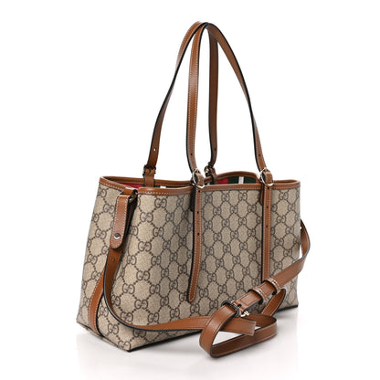 Gucci GG Supreme Monogram Emblem Medium Tote Bag Beige Dark Brown 3 of 9