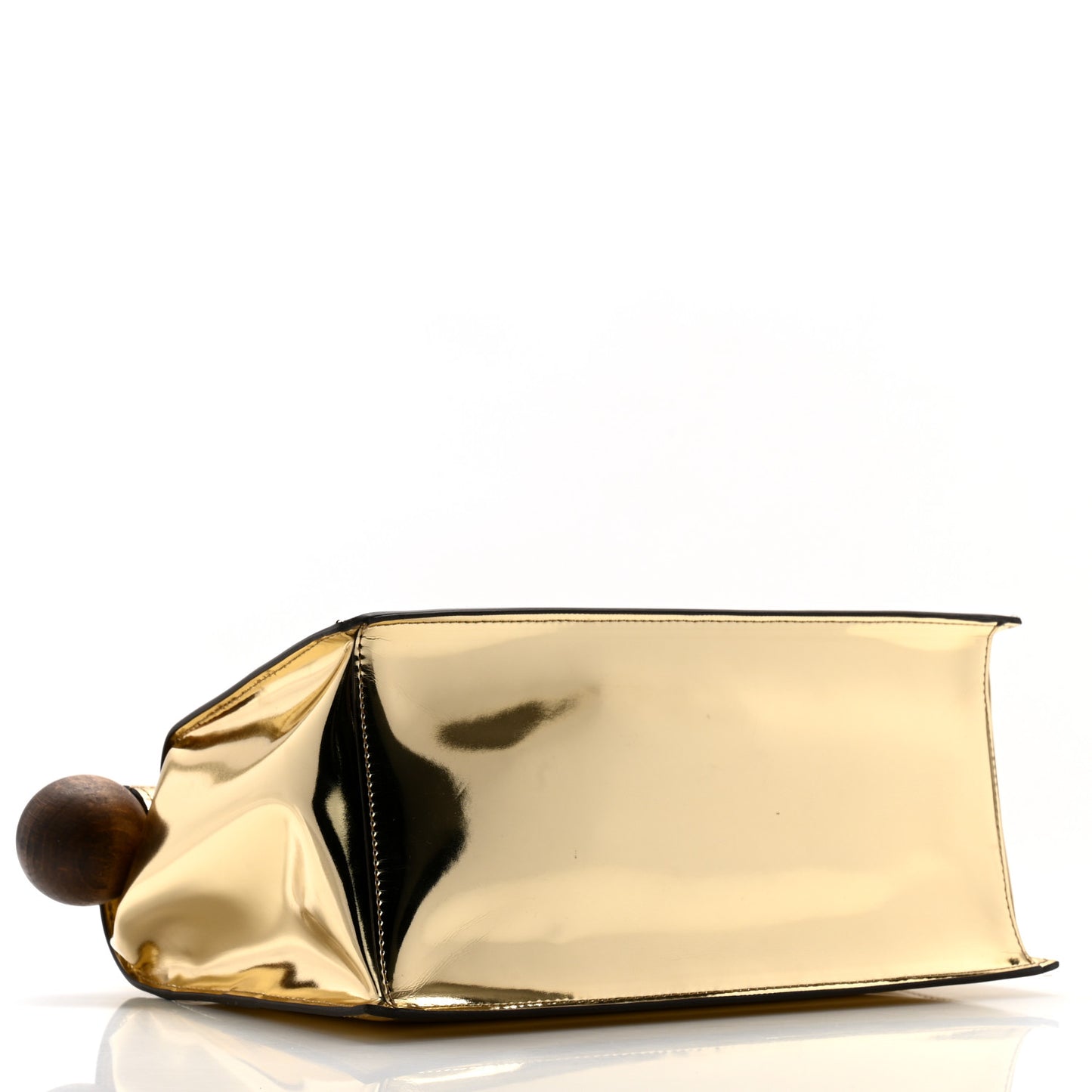 Metallic Patent Calfskin La Pochette Rond Carre Gold