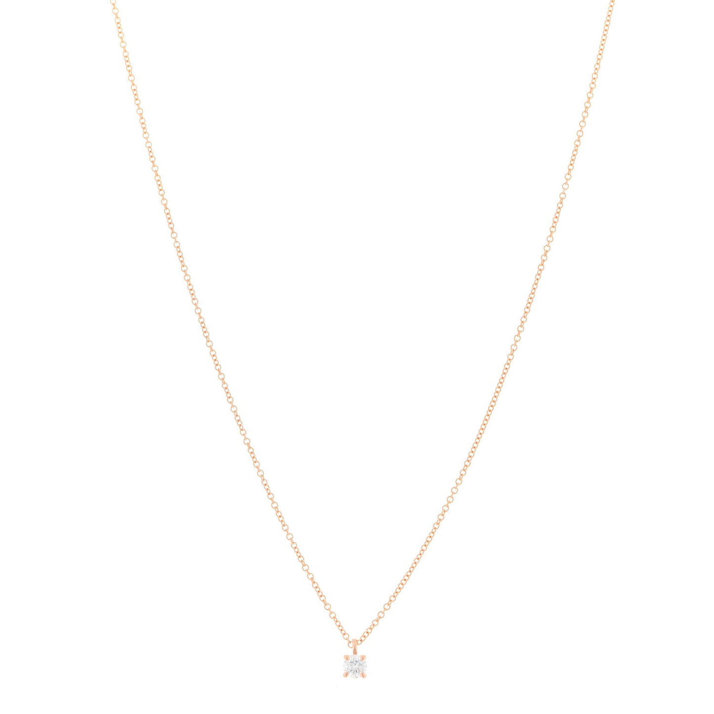 18K Rose Gold Diamond .18ct Solitaire Pendant Necklace