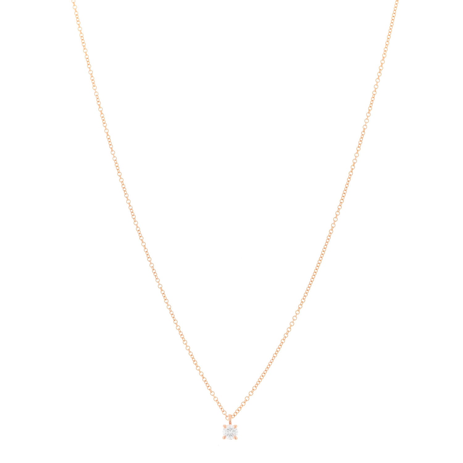 Tiffany 18K Rose Gold Diamond .18ct Solitaire Pendant Necklace 1 of 5
